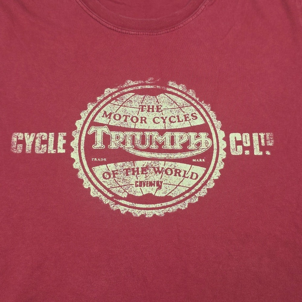 Vintage Lucky Triumph T-Shirt Men's XL Red Made USA Graphic Motorcycle - Picture 2 of 10